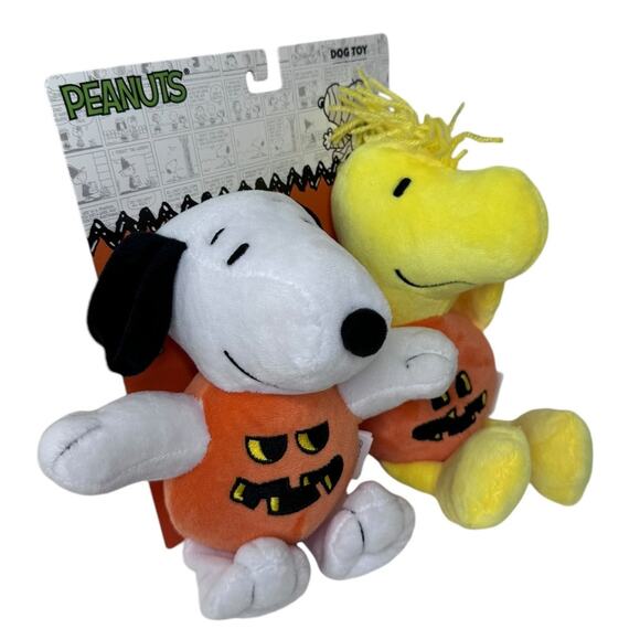 Peanuts Snoopy and Woodstock Halloween Dog Toys Pack of 2 10" Plush Chew Toys - Picture 1 of 6